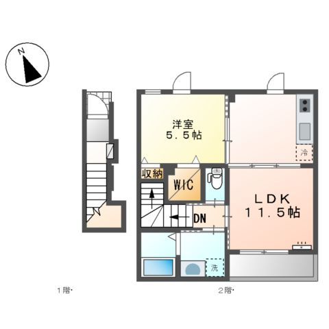 弥富市五之三町のアパートの間取り