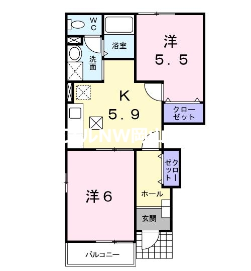 赤磐市周匝のアパートの間取り