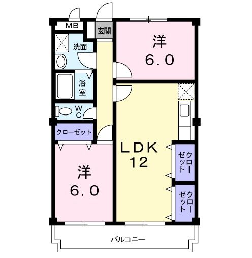 北葛城郡広陵町馬見北のマンションの間取り