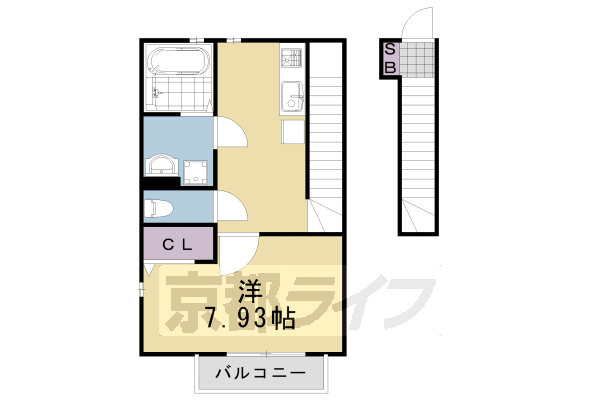 京都市西京区山田弦馳町のアパートの間取り