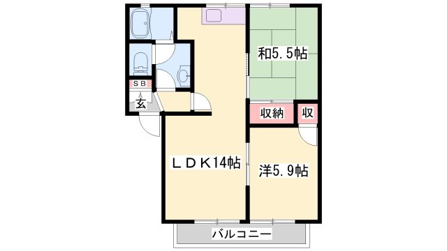 高砂市曽根町のアパートの間取り