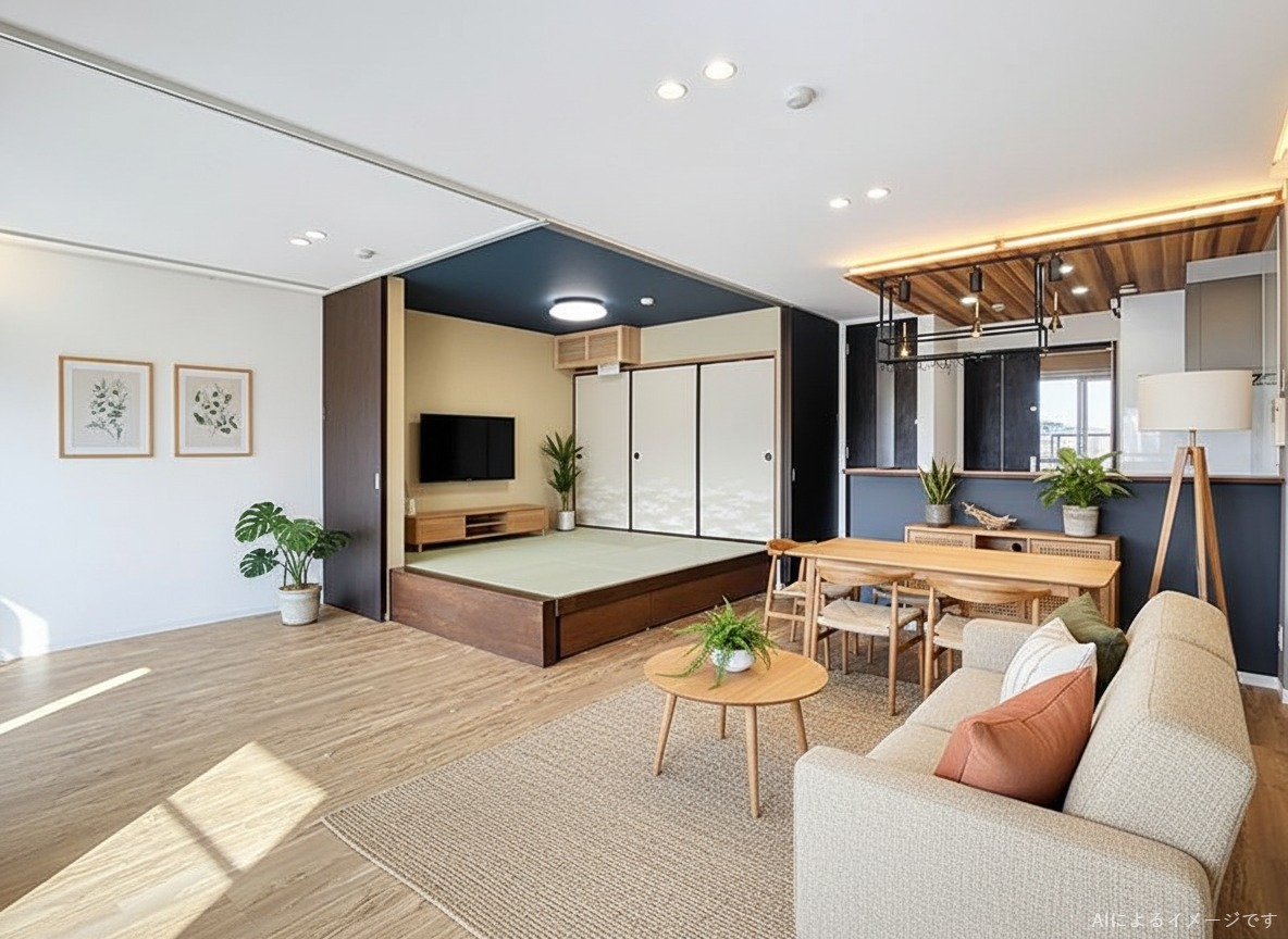 居室・リビング　家具はAIによるイメージです