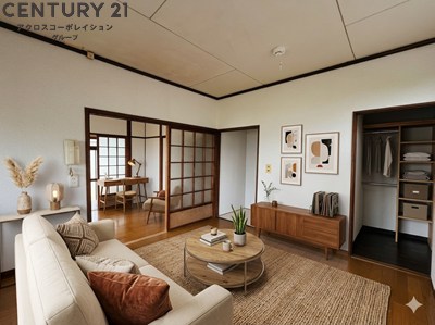 居室・リビング　床色が落ち着いた色合いで綺麗です♪