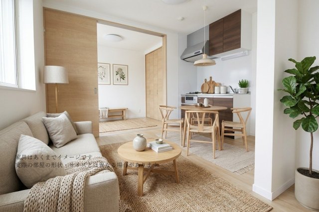 建物外観　写真はリビングのレイアウトの一例です　実際のお部屋に家具家電