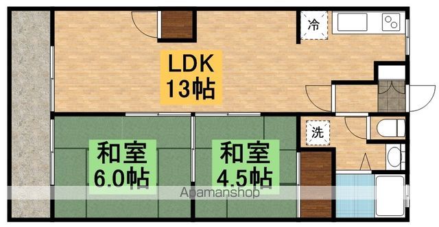 西武拝島線 武蔵砂川駅 徒歩5分 3階建 築43年の間取り写真