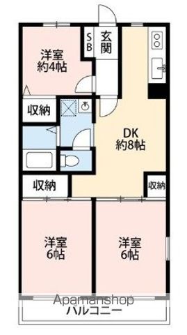 相鉄本線 三ツ境駅 バス乗車時間：15分 最寄りバス停で下車 徒歩5分 3階建 築33年の間取り写真