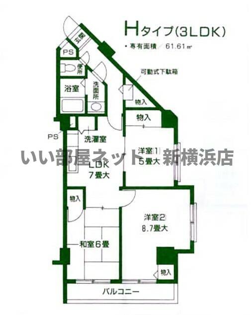 神奈川県横浜市緑区中山４（マンション）の賃貸物件の間取り