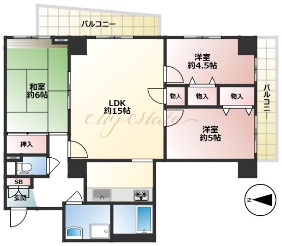 アミング潮江イーストA参棟の間取り