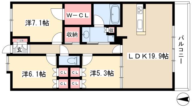 【エスティメゾン東白壁の間取り】