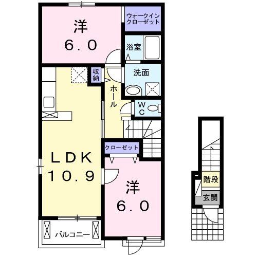 新居浜市横水町のアパートの間取り