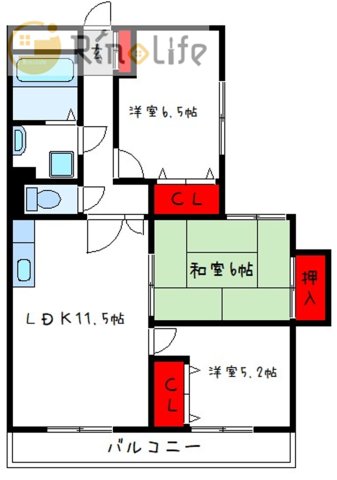 八尾市緑ヶ丘のマンションの間取り