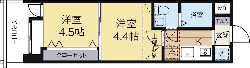 福岡市博多区住吉のマンションの間取り