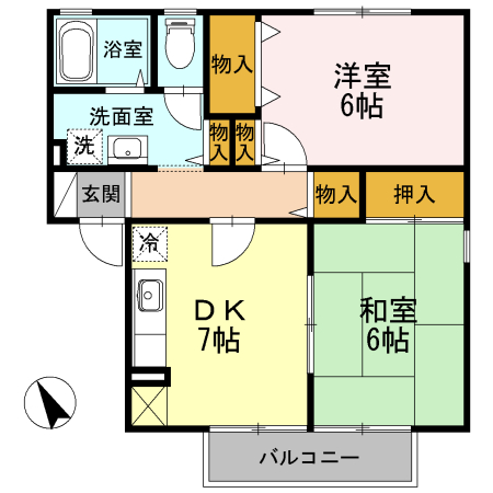 尾道市高須町のアパートの間取り