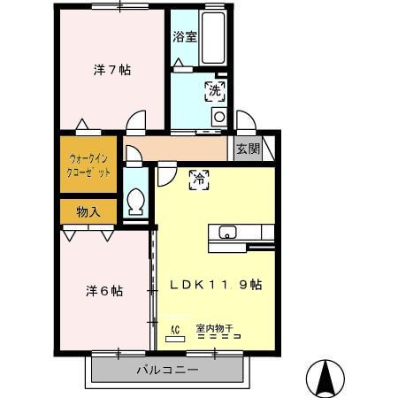 各務原市鵜沼朝日町のアパートの間取り