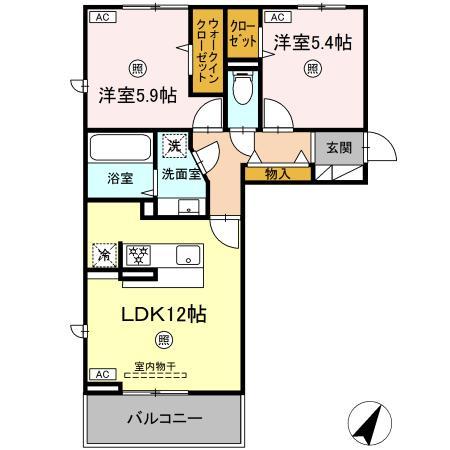 熊本市北区清水新地のアパートの間取り