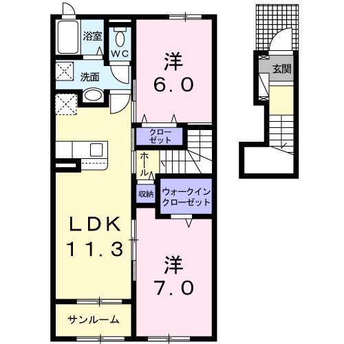 ［大東建託］アイ．レジデンス　I　（三沢市）の間取り