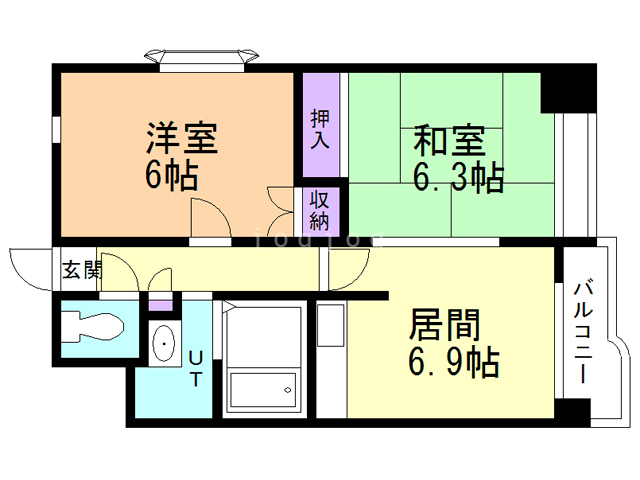 札幌市豊平区平岸八条のマンションの間取り