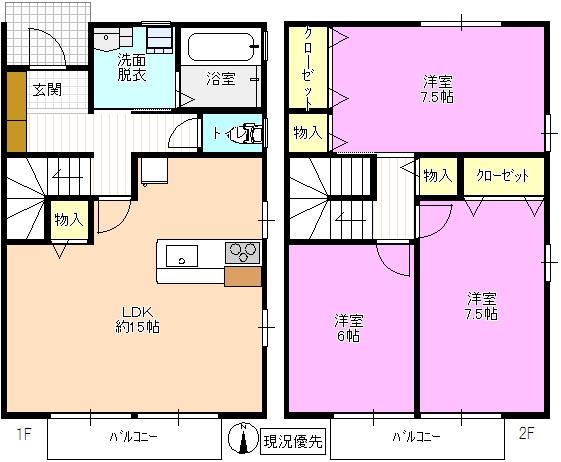 クランツウエストＢ棟の間取り