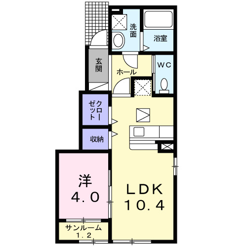 砺波市深江のアパートの間取り