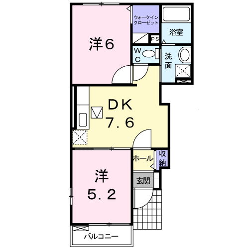 直方市大字下境のアパートの間取り