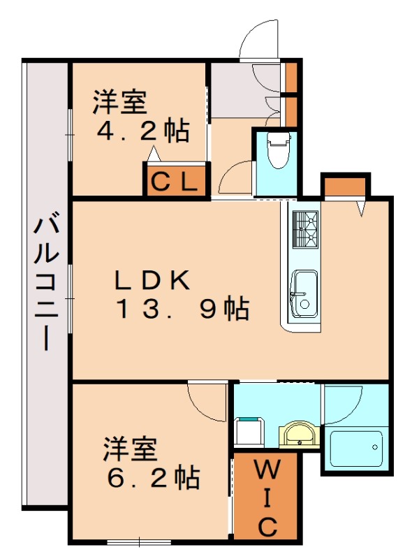 福岡市博多区吉塚のアパートの間取り