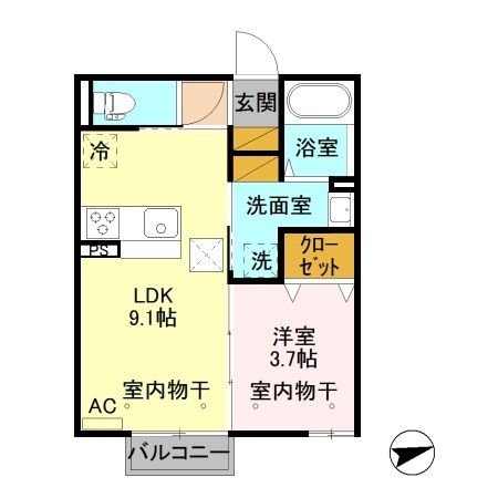 長岡市千歳のアパートの間取り