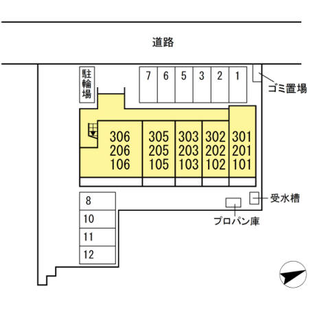 【サン・メゾン小山中央105の駐車場】