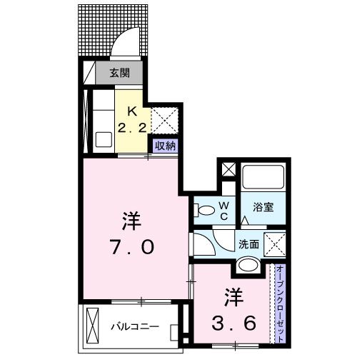 仙台市青葉区下愛子のアパートの間取り