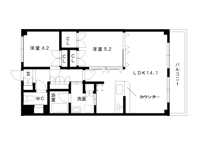 神戸市東灘区甲南町のマンションの間取り