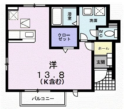 西条市朔日市のアパートの間取り