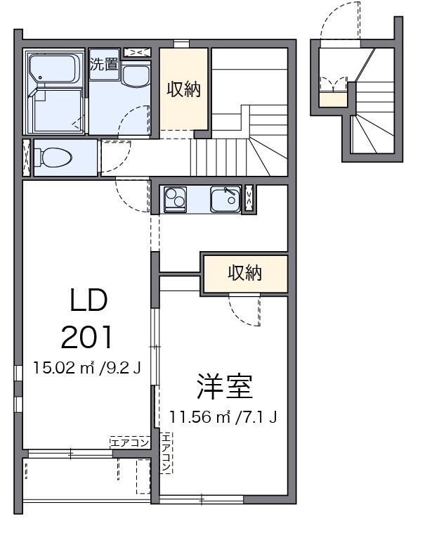 八尾市曙川東のアパートの間取り