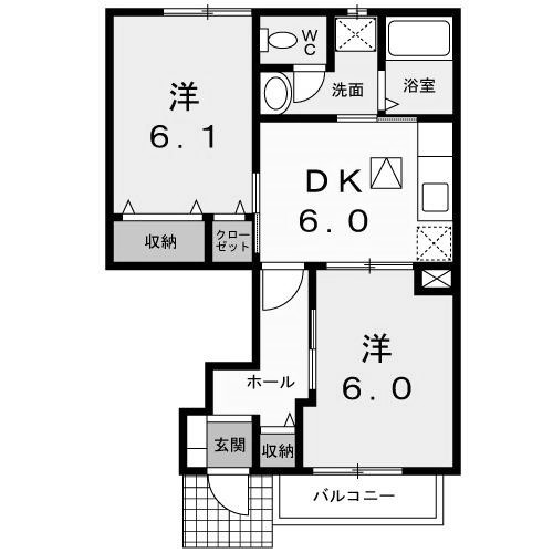 熊谷市石原のアパートの間取り