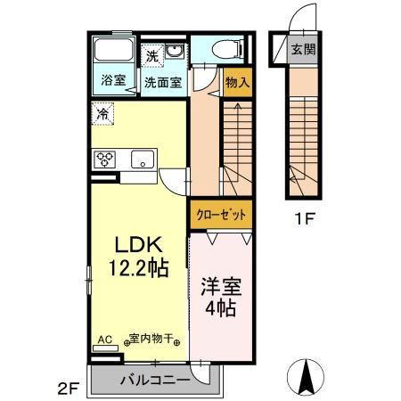 仙台市青葉区高松のアパートの間取り