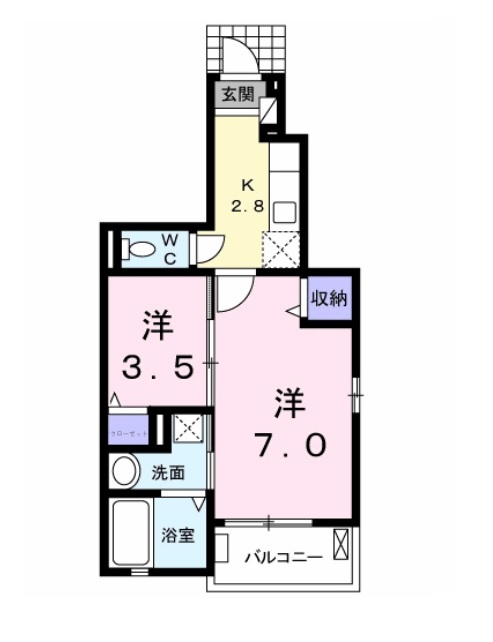 愛知県名古屋市天白区野並２（アパート）の賃貸物件の間取り