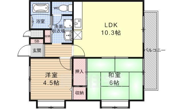 大津市丸の内町のアパートの間取り