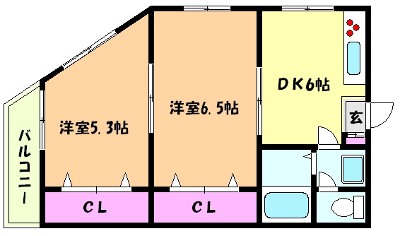 神戸市東灘区御影本町のマンションの間取り