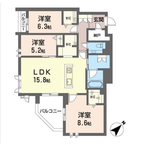 さいたま市緑区美園のマンションの間取り