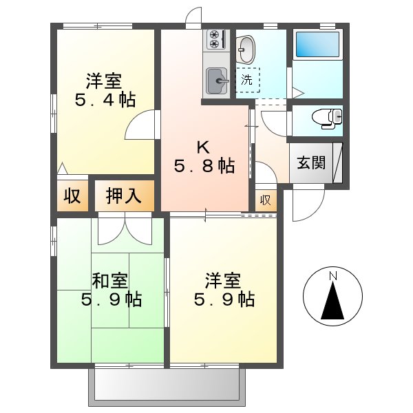 ディアス田の口Ａの間取り