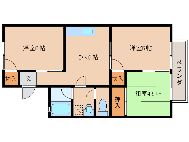 橿原市常盤町のアパートの間取り