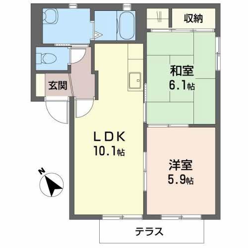 福知山市緑ヶ丘町のアパートの間取り