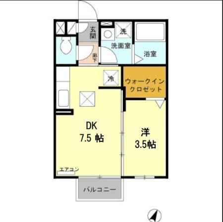 三重郡川越町大字当新田のアパートの間取り