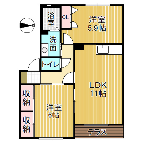 ディアスとなみII　Ｂ棟の間取り