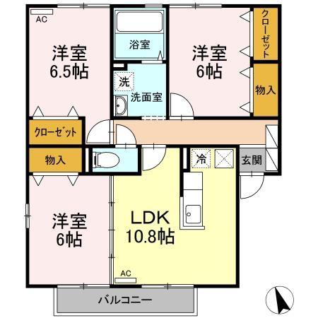 松江市黒田町のアパートの間取り