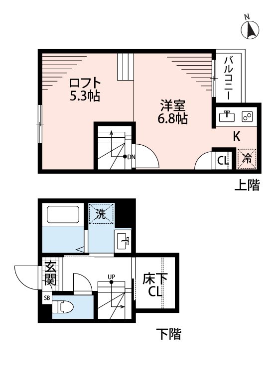 熊本市東区京塚本町のアパートの間取り