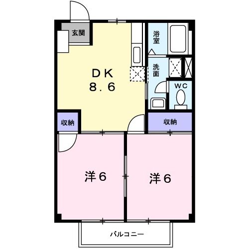 中間市東中間のアパートの間取り