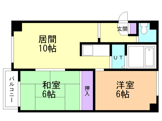 函館市東川町のマンションの間取り