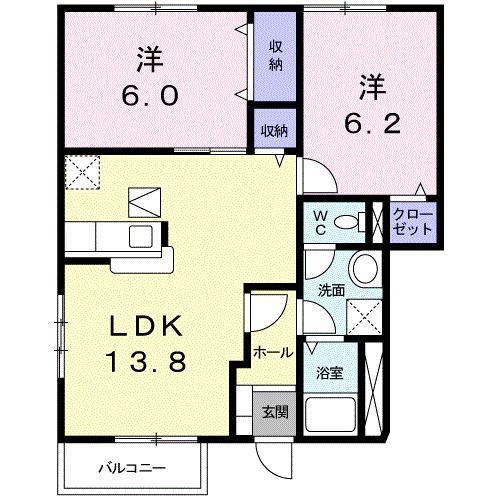 深谷市上野台のアパートの間取り