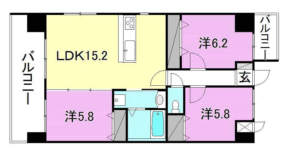 松山市小坂のマンションの間取り