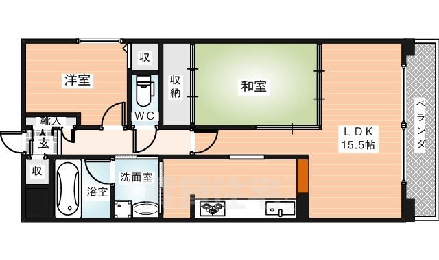 大和郡山市城南町のマンションの間取り