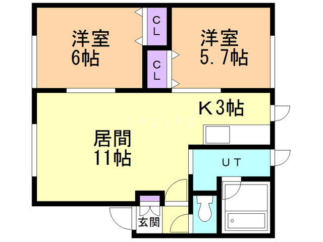 札幌市北区新琴似五条のアパートの間取り